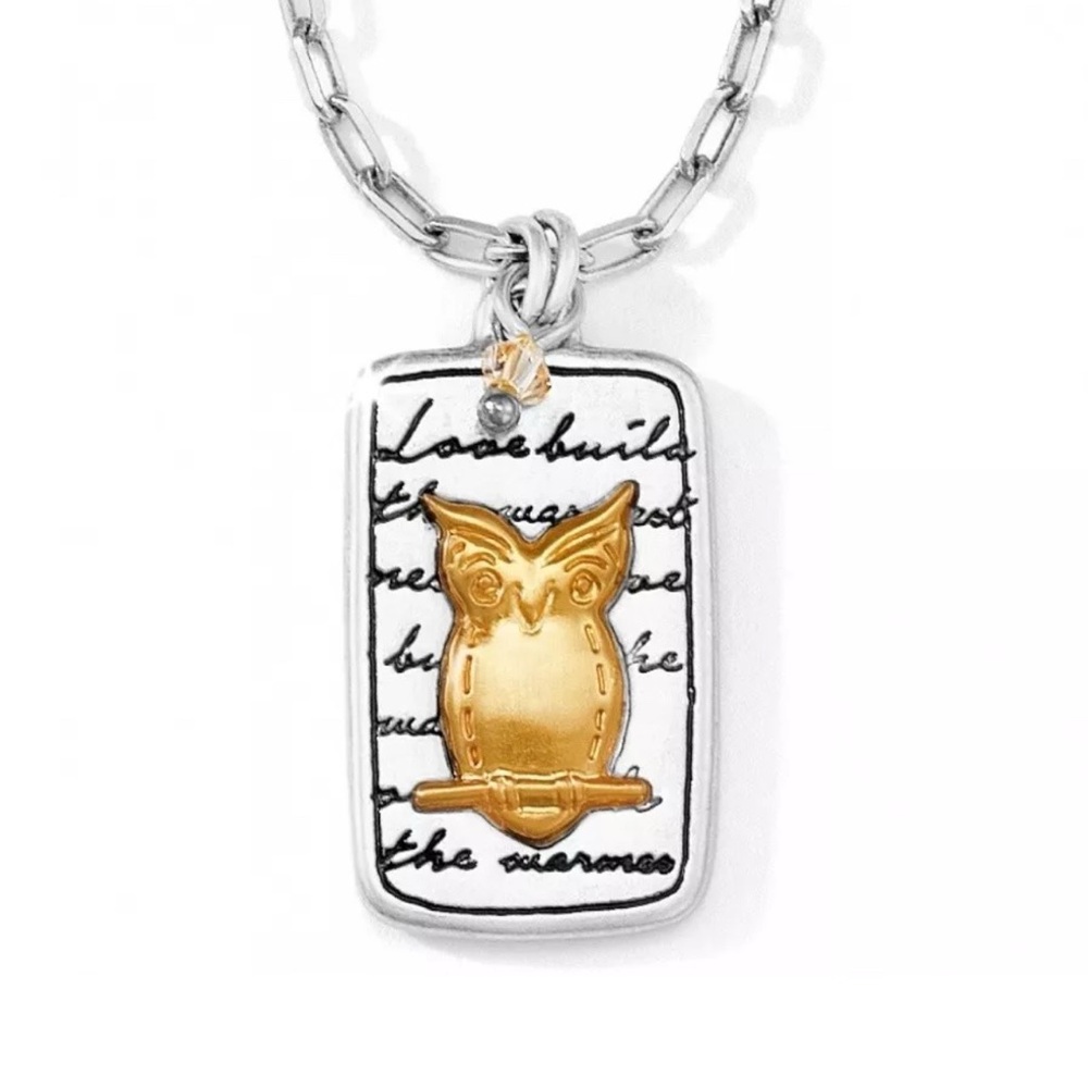 Brighton Nature’s Wisdom-Gold and Silver Owl Pendant Necklace